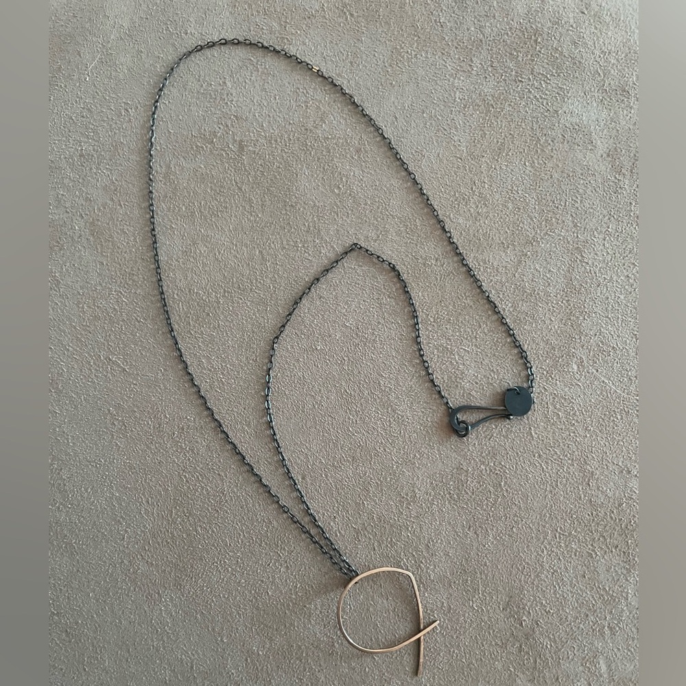 Melissa Joy Manning 14k Gold Letter “A” Necklace on Sterling Chain